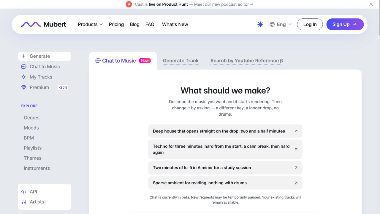 Mubert public product information