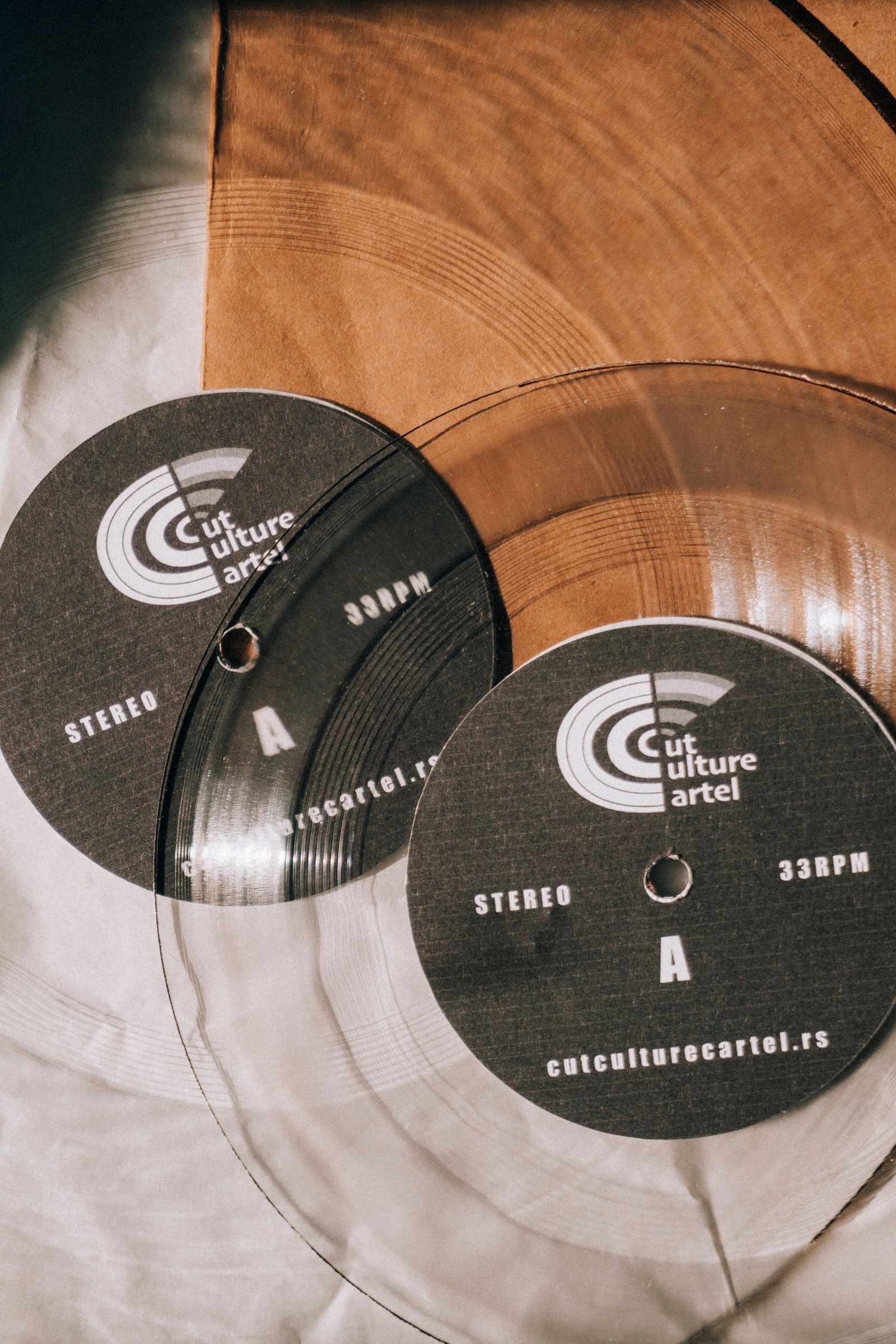Vinyl records showing the physical format of a music collection